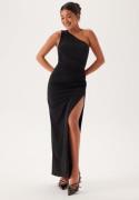 Bubbleroom Occasion One Shoulder Maxi Dress Black XL