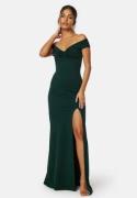 Bubbleroom Occasion Twist Off Shoulder Gown Dark green XL