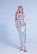 BUBBLEROOM Sequin Strap Dress Silver L