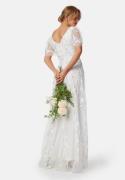 Goddiva Embroidered Flutter Maxi Dress White S (UK10)