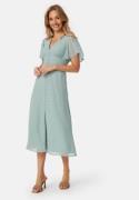 Bubbleroom Occasion Butterfly Sleeve Button Midi Dress Dusty green 34