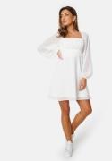 Bubbleroom Occasion Square Neck L/S Chiffon Dress White 44