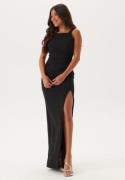 Bubbleroom Occasion Square Neck Slit Maxi Dress Black XXS