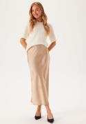 BUBBLEROOM Satin Midi Skirt Light beige XS