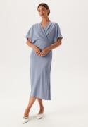 Bubbleroom Occasion Wrap Satin Midi Dress Light blue 36