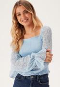 BUBBLEROOM Square Neck Smock Top Light blue M