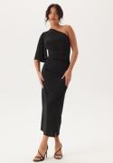 Bubbleroom Occasion Soft Ruched One Shoulder Midi Dress Black M