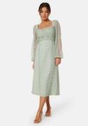 Bubbleroom Occasion Ruched L/S Midi Dress  Aqua 40