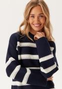 GANT Striped Textured C-neck Evening Blue S