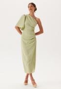 Bubbleroom Occasion Ruched One Shoulder Midi Dress Light green 34