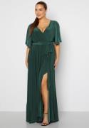 Goddiva Curve Flutter Sleeve Maxi Dress Green 46 (UK18)