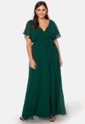 Goddiva Curve Flutter Sleeve Chiffon Maxi Curve Dress Green 52 (UK24)