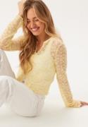 BUBBLEROOM Button Lace Cardigan Yellow L