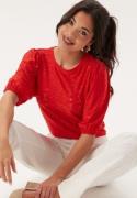 Happy Holly Broderie Anglaise Top Red 52/54