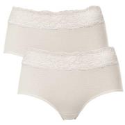 Trofe Lace Trimmed Midi Briefs Trosor 2P Champagne bomull X-Large Dam