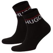 HUGO Strumpor 2P Label Rib Short Socks Svart Strl 39/42