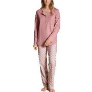 Calida Lovely Nights Pyjama Button Tab Rosa Mönstrad bomull X-Large Da...