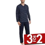 Schiesser Day and Night Long Stripe Pyjama 3XL-5XL Mörkblå bomull 4XL ...