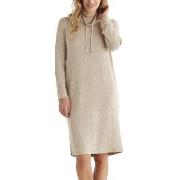 Damella Knitted Long Sleeve Lounge Dress Beige X-Large Dam