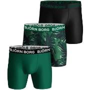 Björn Borg Kalsonger 3P Performance Boxer 1729 Svart/Grön polyester Sm...