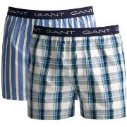 Gant Kalsonger 2P Cotton With Fly Boxer Shorts Vit/Marin bomull X-Larg...