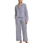 Polo Ralph Lauren Long Sleeve Pyjamas Set Marin Randig bomull Large Da...
