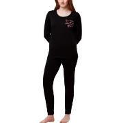 Triumph PK 03 Long Sleeve Pyjama Set Svart bomull 36 Dam