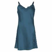 Lady Avenue Pure Silk Slip With Lace Petrol silke X-Large Dam