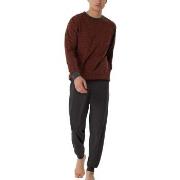 Schiesser Comfort Essentials Long Pyjamas Marin/Röd  bomull 52 Herr