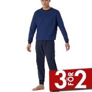 Schiesser Comfort Essentials Long Pyjamas Marin bomull 56 Herr