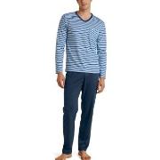 Calida Rekax Streamline V Neck Long Pyjama Blå Mönstrad bomull X-Large...