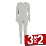 Damella Bamboo Plain Long Pyjamas Set Grå Bambu Large Dam