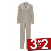 Damella Woven Silk Plain Pyjamas Set Nougat silke Medium Dam