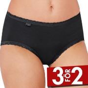 Sloggi Trosor 3P 24 7 Cotton Lace Midi Briefs Svart bomull 46 Dam