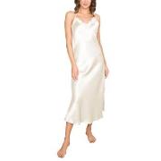 Lady Avenue Pure Silk Long Nightgown With Lace Benvit silke Large Dam