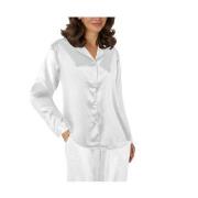 Lady Avenue Satin Pyjama With Long Sleeves Benvit silke X-Small Dam