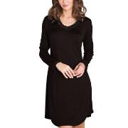 Lady Avenue Silk Jersey Nightgown With Long Sleeve Svart silke X-Large...