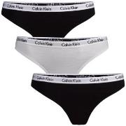 Calvin Klein Trosor 9P Carousel Thongs Svart/Vit bomull Large Dam