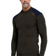 Dovre Folded Collar Baselayer Militärgrön ull Large Herr