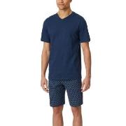 Schiesser Casual Essentials Short Pyjama V-neck Mörkblå bomull Small H...