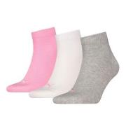 Puma Strumpor 3P Quarter Socks Rosa/Grå Strl 35/38