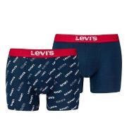 Levis Kalsonger 2P Logo Aop Boxer Brief Marin bomull X-Large Herr