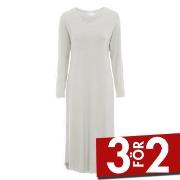 Damella Bamboo Plain Long Sleeve Nightdress Grå Bambu Small Dam