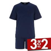 Damella Edward Short Sleeve Pyjamas Marin bomull Medium Dam