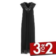 Damella Long Viscose Plain Sleeveless Nightdress Svart viskos Medium D...
