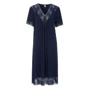 Damella Plain Lace Short Sleeve Nightdress Marin viskos Small Dam