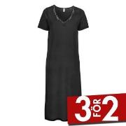 Damella Silk Short Sleeve Nightdress Svart silke Medium Dam