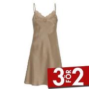 Damella Woven Silk Plain Lace Nightdress Nougat silke Medium Dam