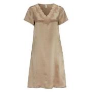 Damella Woven Silk Plain Nightdress Nougat silke X-Small Dam