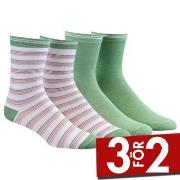 Damella Strumpor 2P Bamboo Socks Grönrandig Strl 39/42 Dam